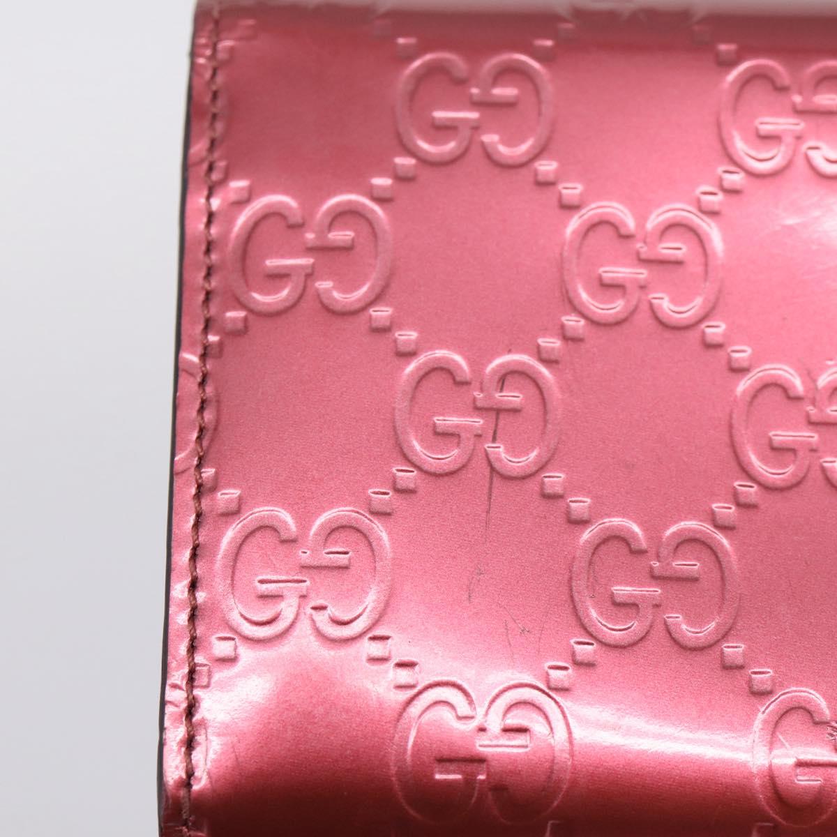GUCCI GG Canvas Long Wallet Leather Pink Gold Tone 251861 Auth 209169