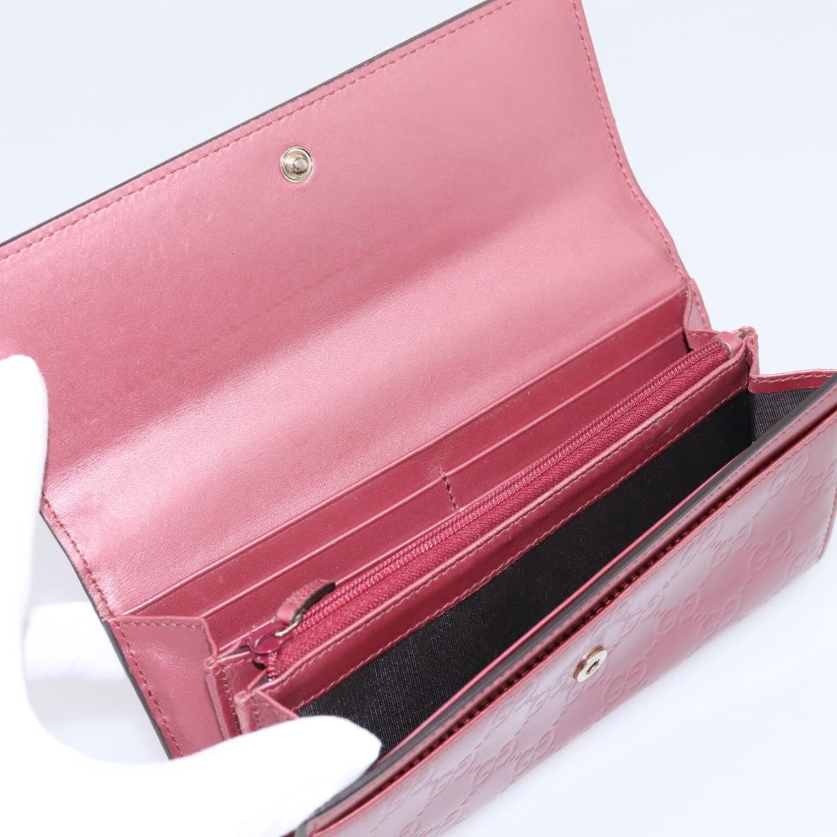 GUCCI GG Canvas Long Wallet Leather Pink Gold Tone 251861 Auth 209169