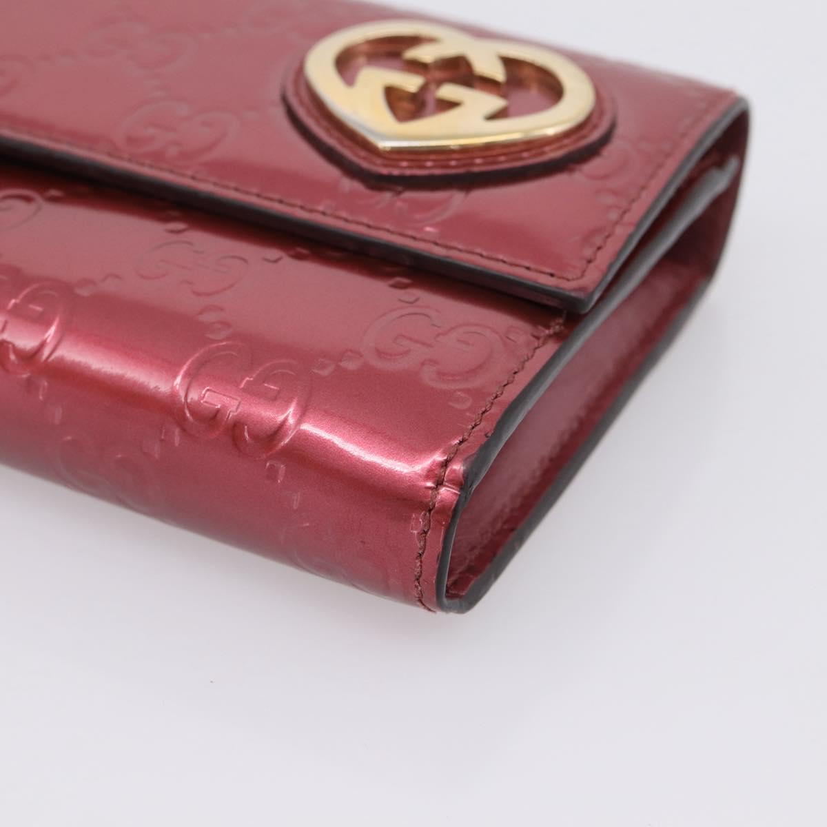 GUCCI GG Canvas Long Wallet Leather Pink Gold Tone 251861 Auth 209169