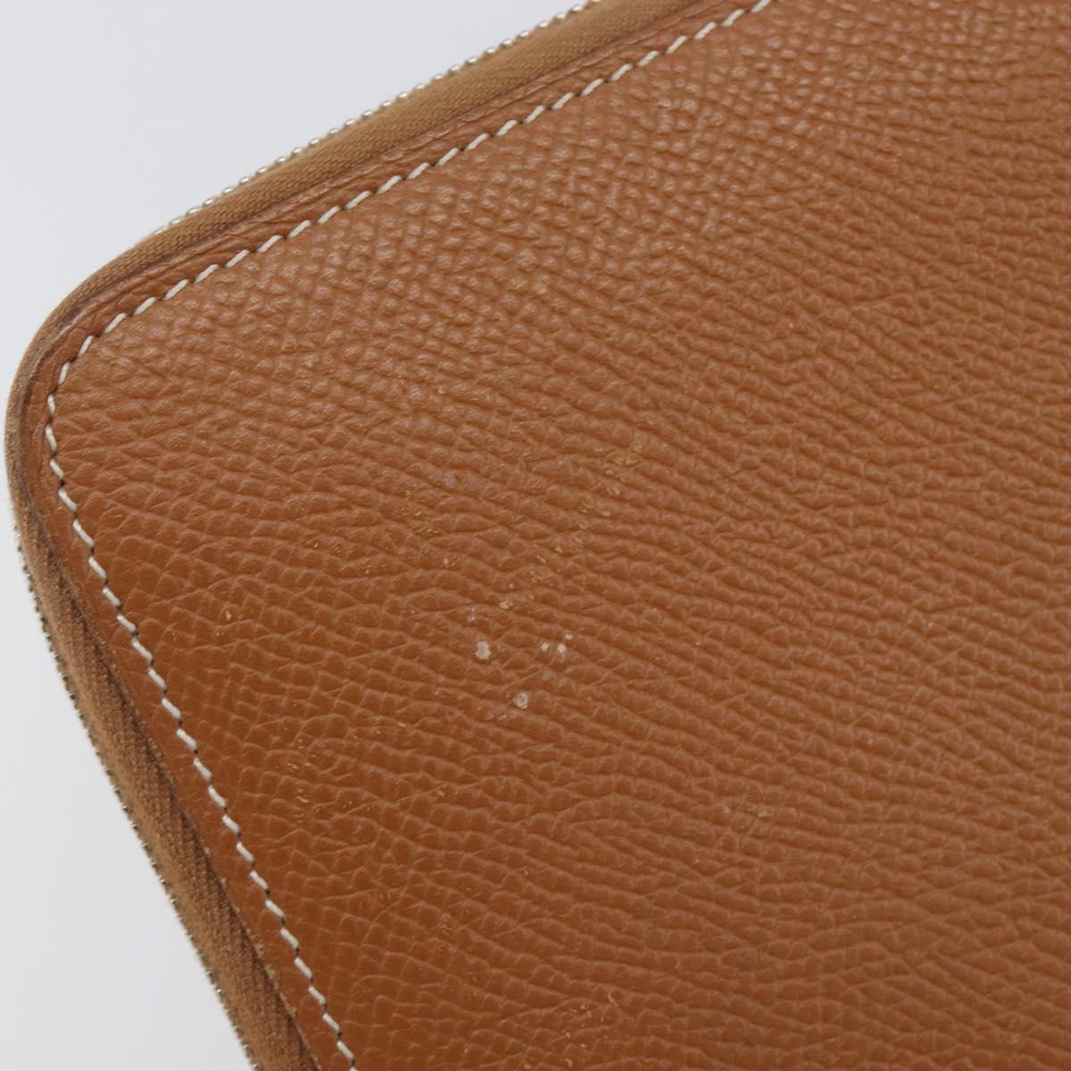 HERMES Azap Long Silk In Long Wallet Leather Brown Silver Auth 209171