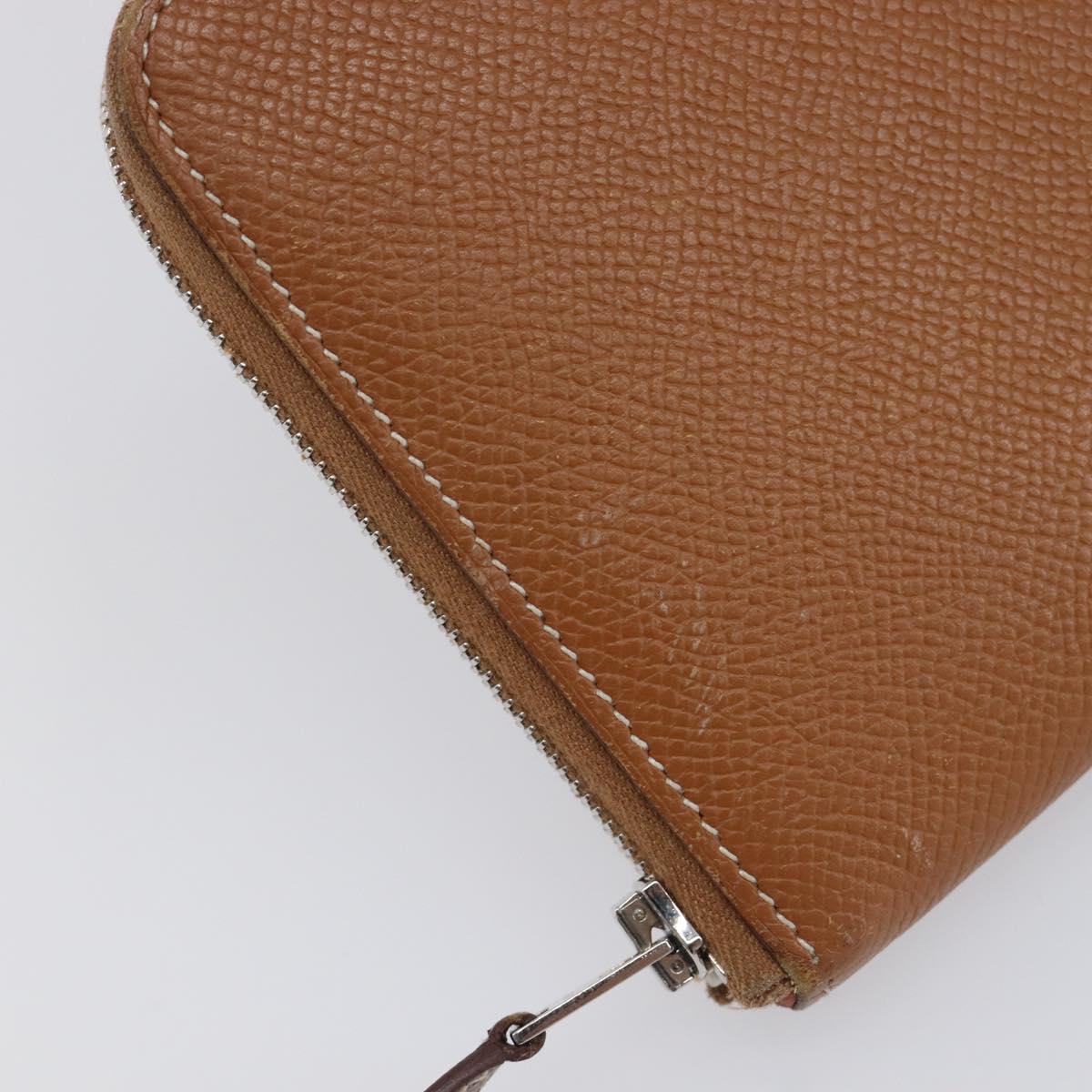 HERMES Azap Long Silk In Long Wallet Leather Brown Silver Auth 209171