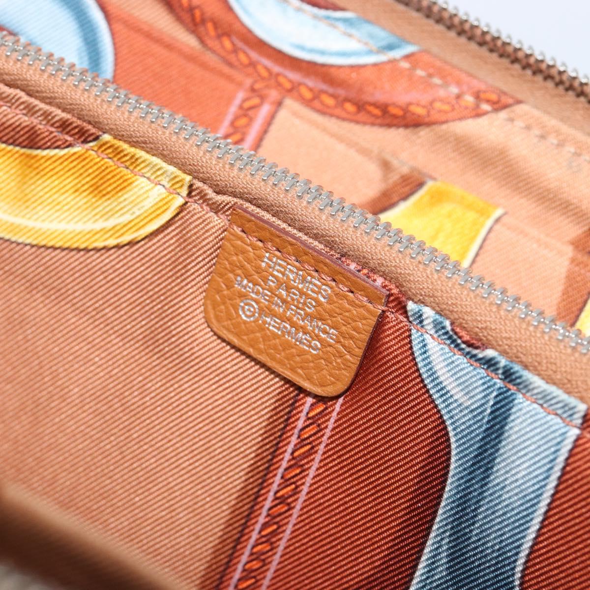 HERMES Azap Long Silk In Long Wallet Leather Brown Silver Auth 209171
