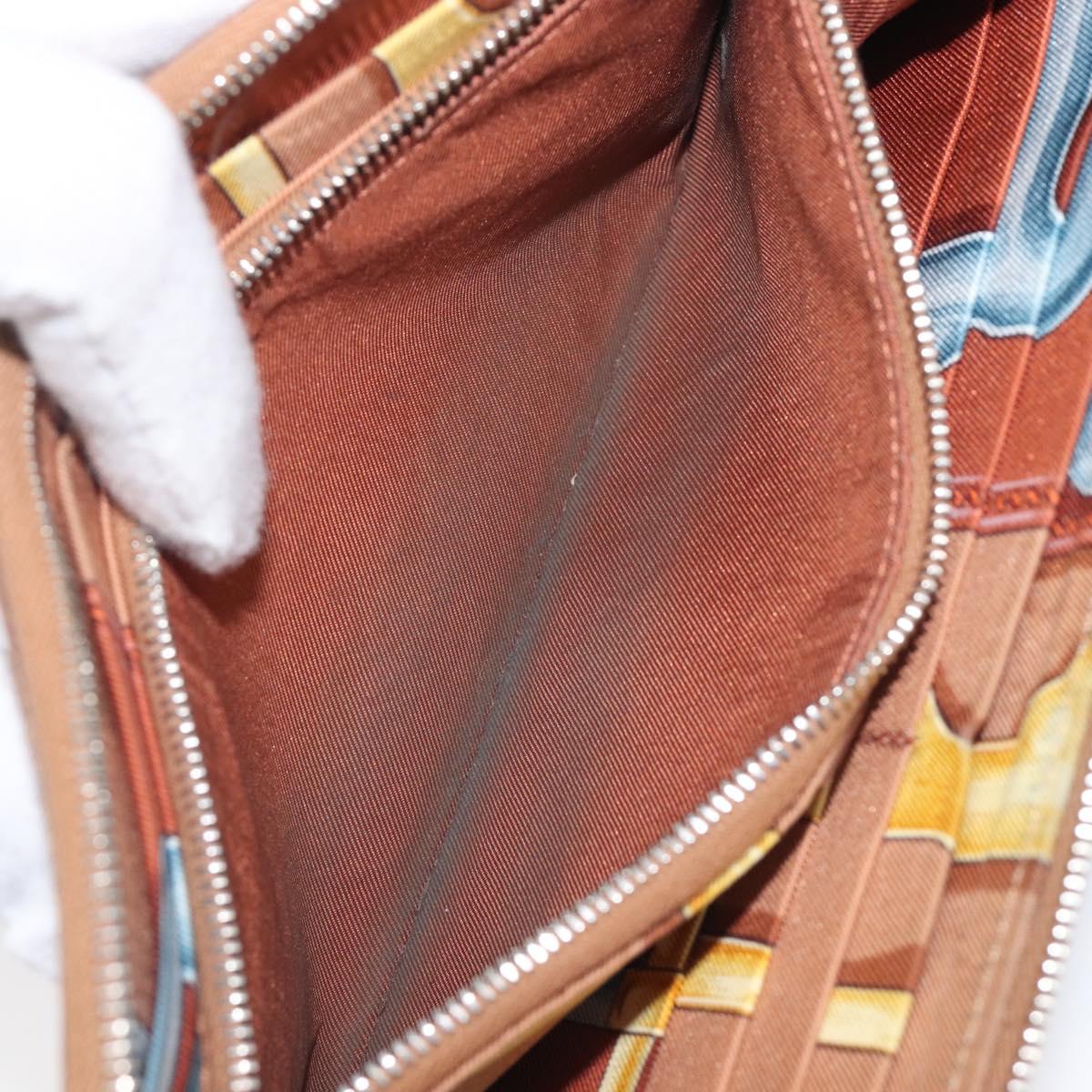 HERMES Azap Long Silk In Long Wallet Leather Brown Silver Auth 209171