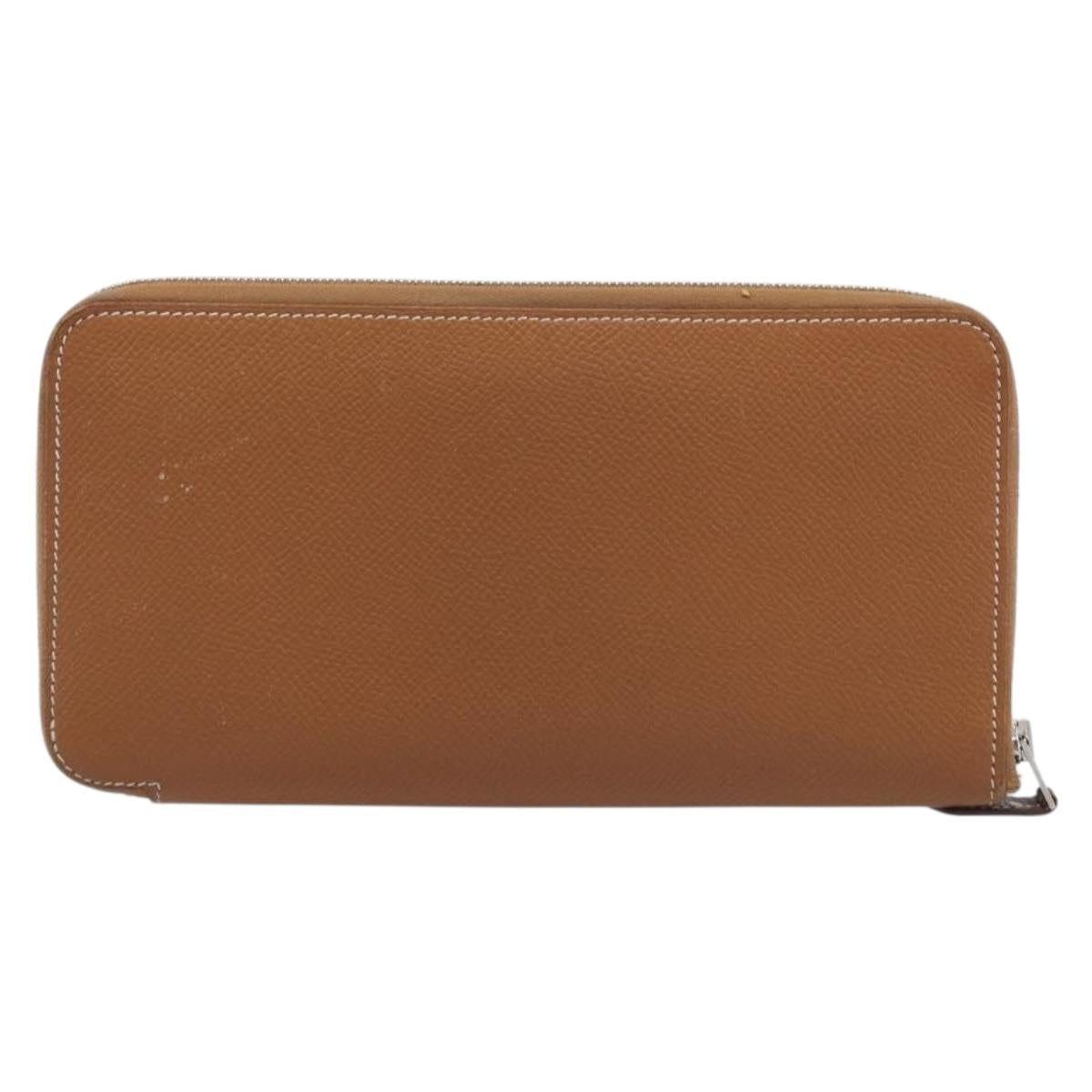 HERMES Azap Long Silk In Long Wallet Leather Brown Silver Auth 209171