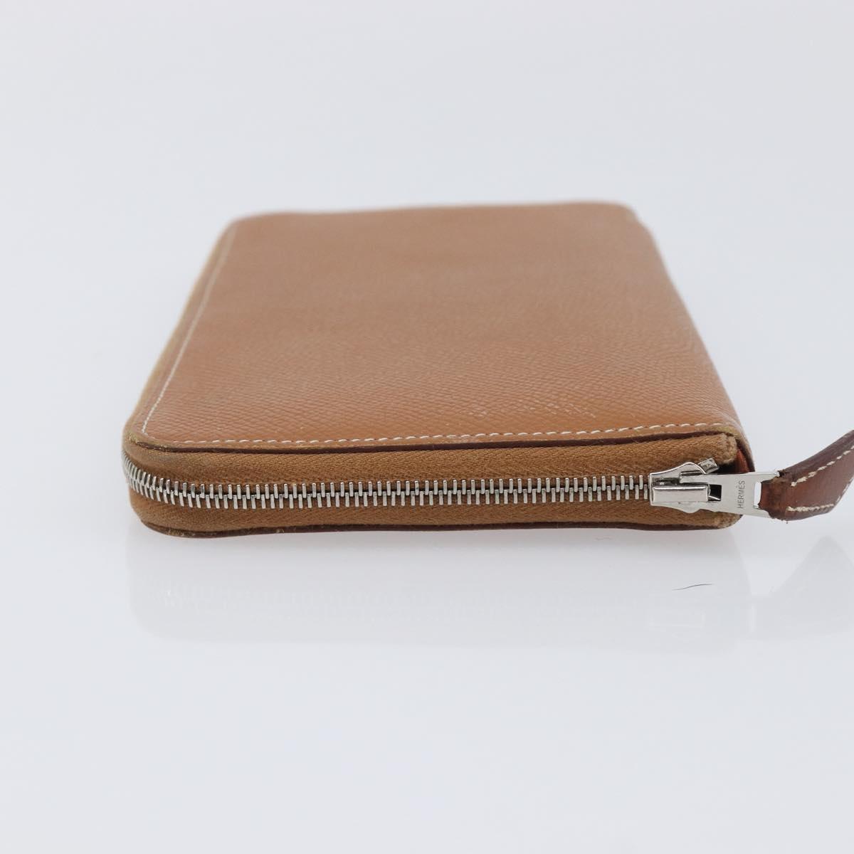 HERMES Azap Long Silk In Long Wallet Leather Brown Silver Auth 209171