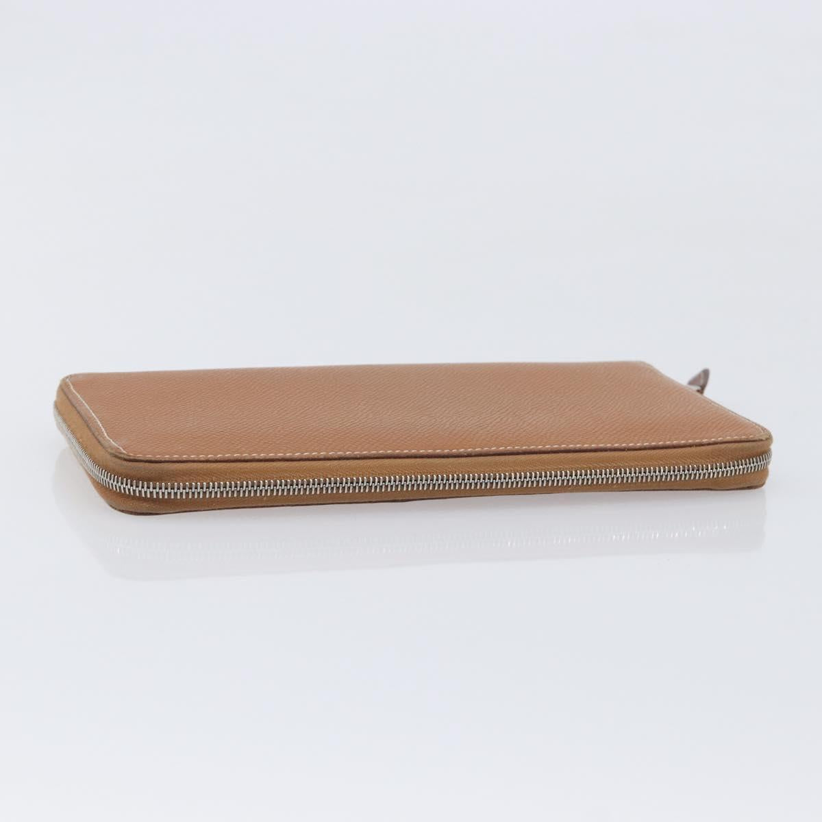 HERMES Azap Long Silk In Long Wallet Leather Brown Silver Auth 209171