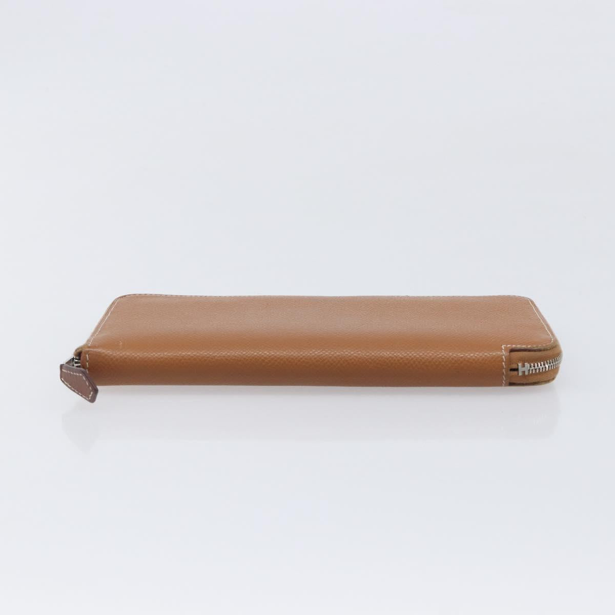 HERMES Azap Long Silk In Long Wallet Leather Brown Silver Auth 209171