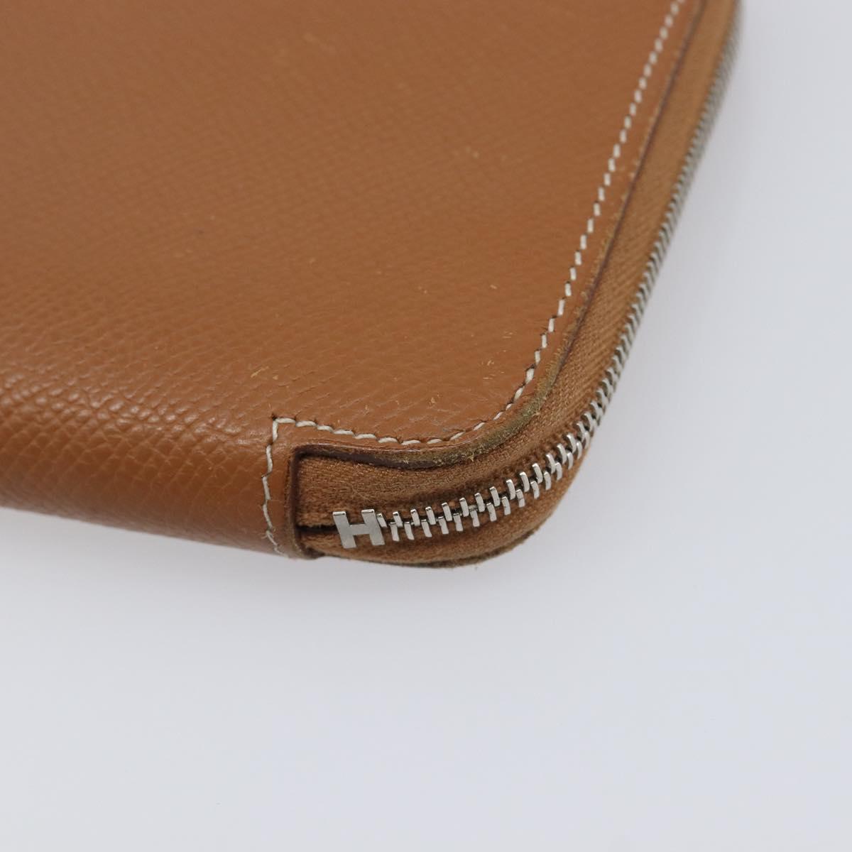 HERMES Azap Long Silk In Long Wallet Leather Brown Silver Auth 209171