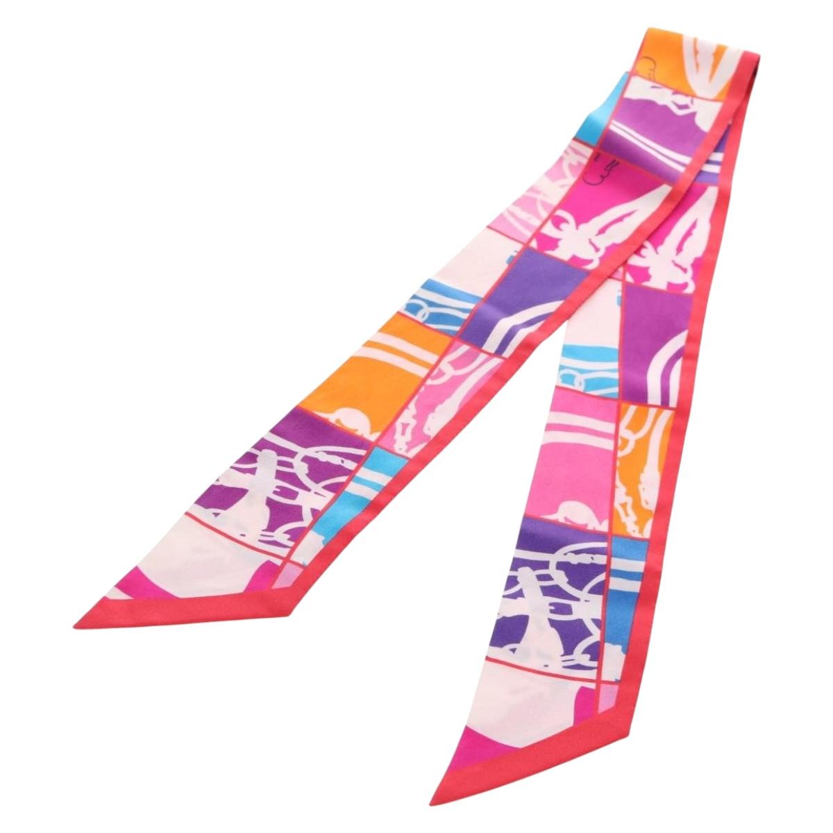 HERMES Twilly Scarf Silk Multicolor ""BRIDES de GALA"" Auth 209173