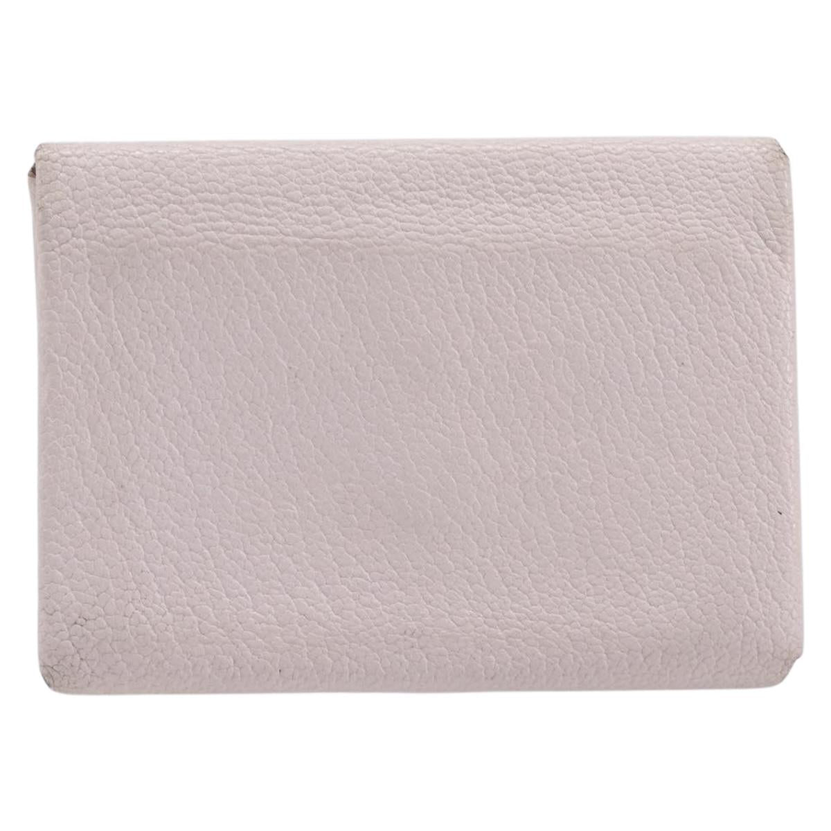 HERMES Calvi Duo Coin Purse Leather Pink Silver Auth 209175