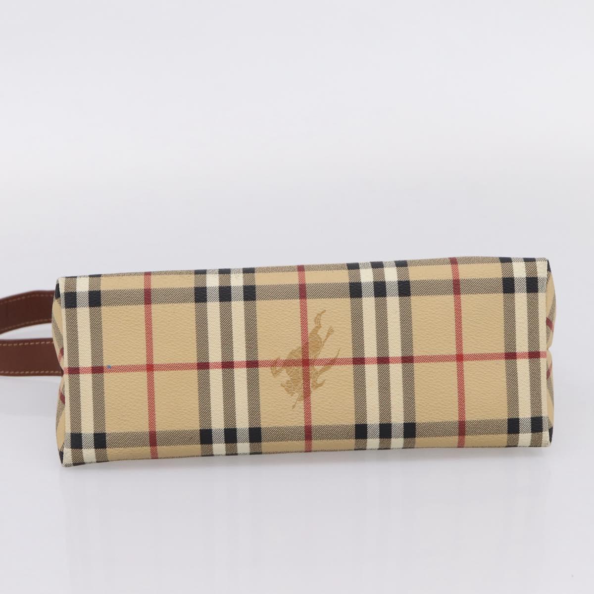 BURBERRY Nova Check Shoulder Bag PVC Beige Gold Auth 209179V