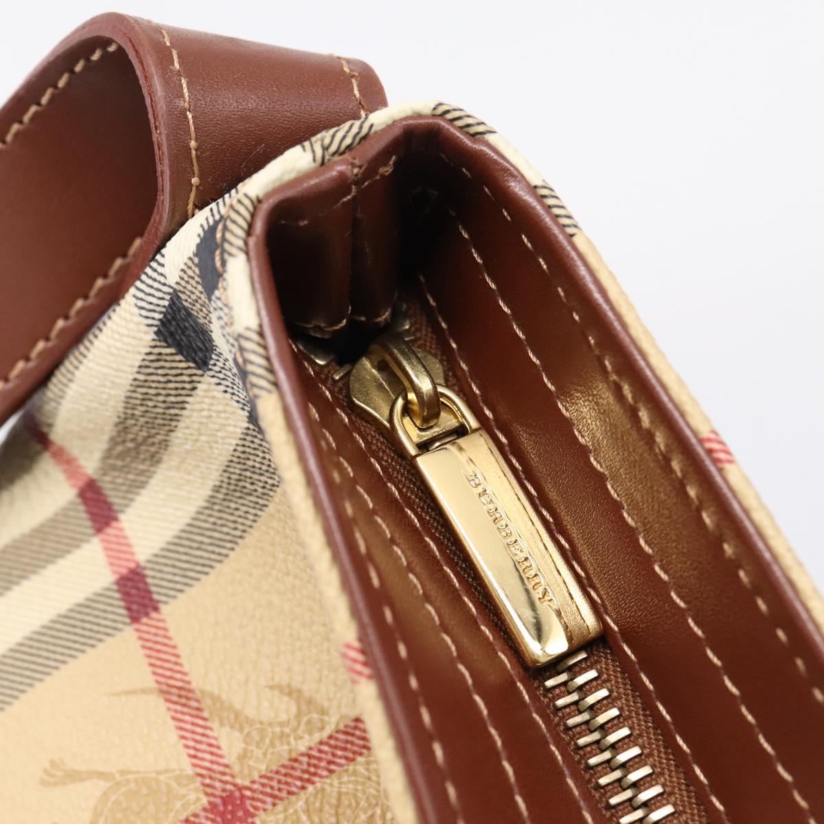 BURBERRY Nova Check Shoulder Bag PVC Beige Gold Auth 209179V