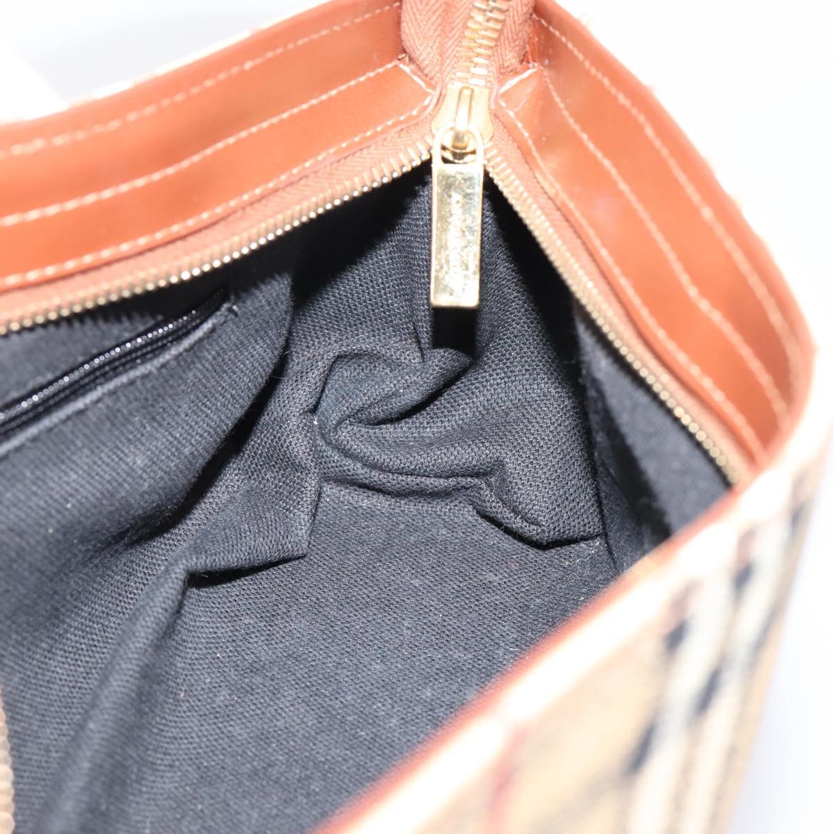BURBERRY Nova Check Shoulder Bag PVC Beige Gold Auth 209179V