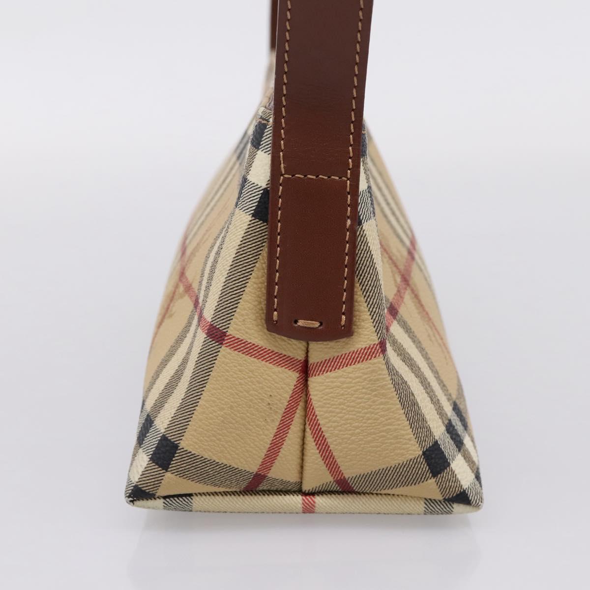BURBERRY Nova Check Shoulder Bag PVC Beige Gold Auth 209179V