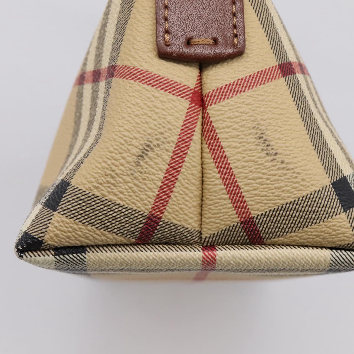 BURBERRY Nova Check Shoulder Bag PVC Beige Gold Auth 209179V