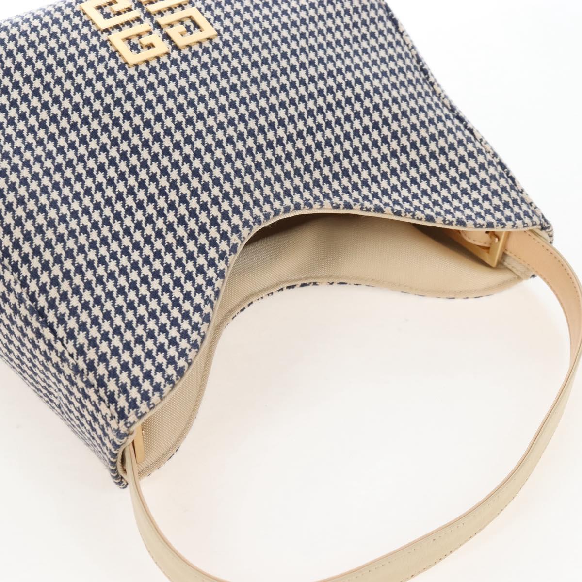 GIVENCHY Shoulder Bag Canvas Navy Gold Tone Auth 209181A