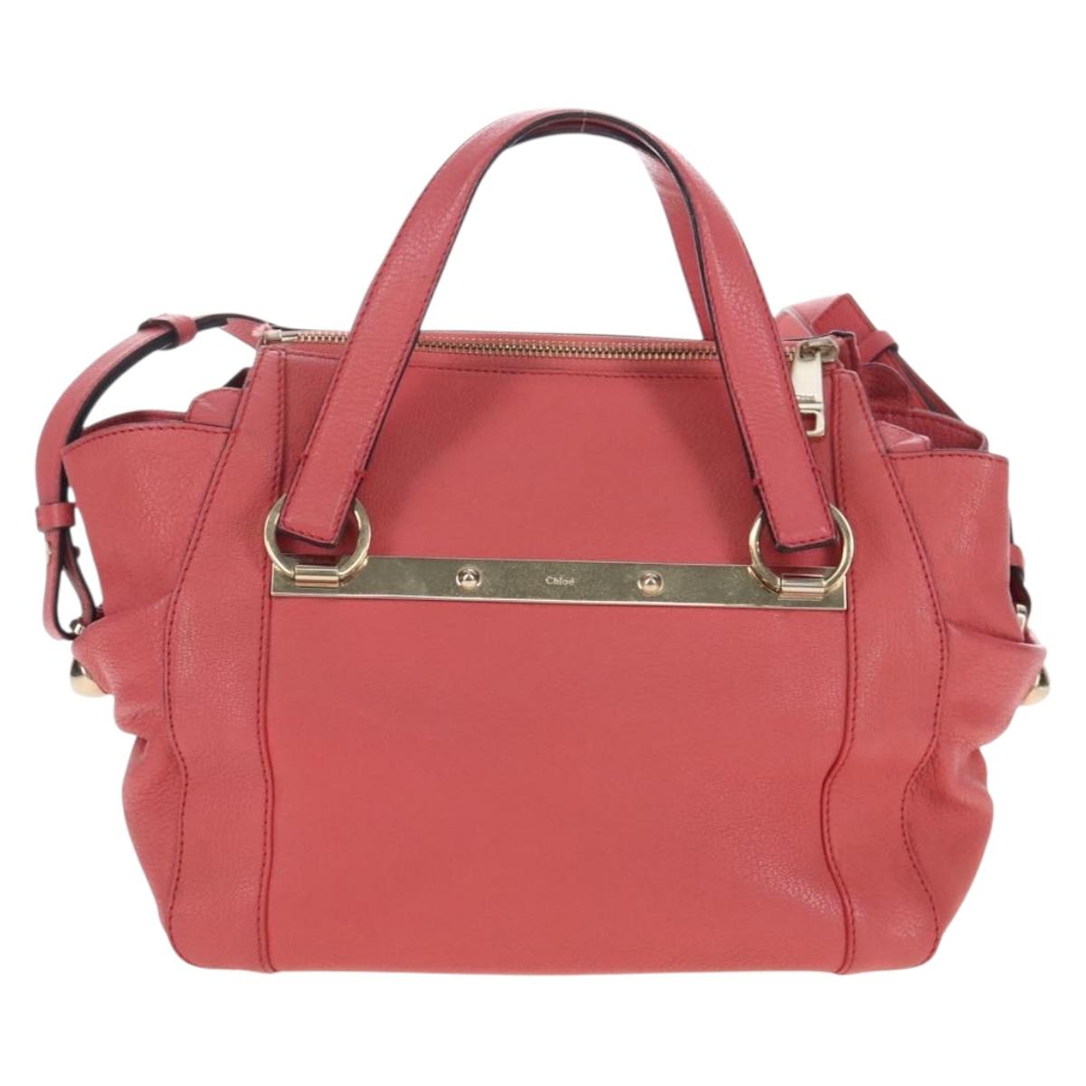 Chloe Hand Bag Leather 2way Pink Gold Tone Auth 209182A