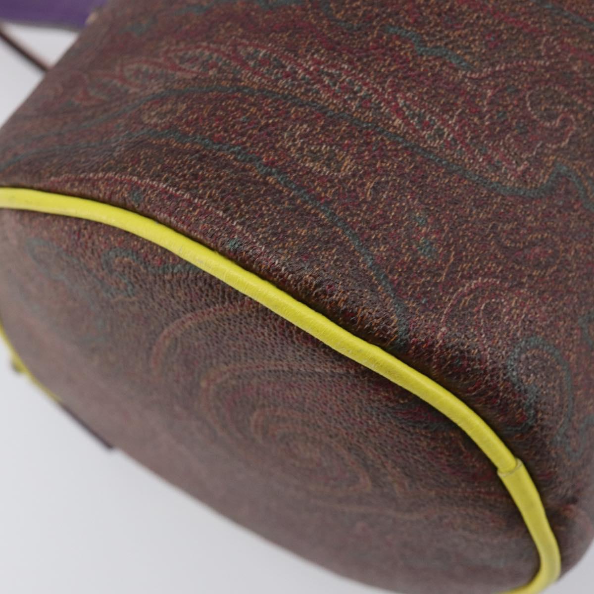 ETRO Paisley Hand Bag PVC Leather Multicolor Gold Tone Auth 209183A