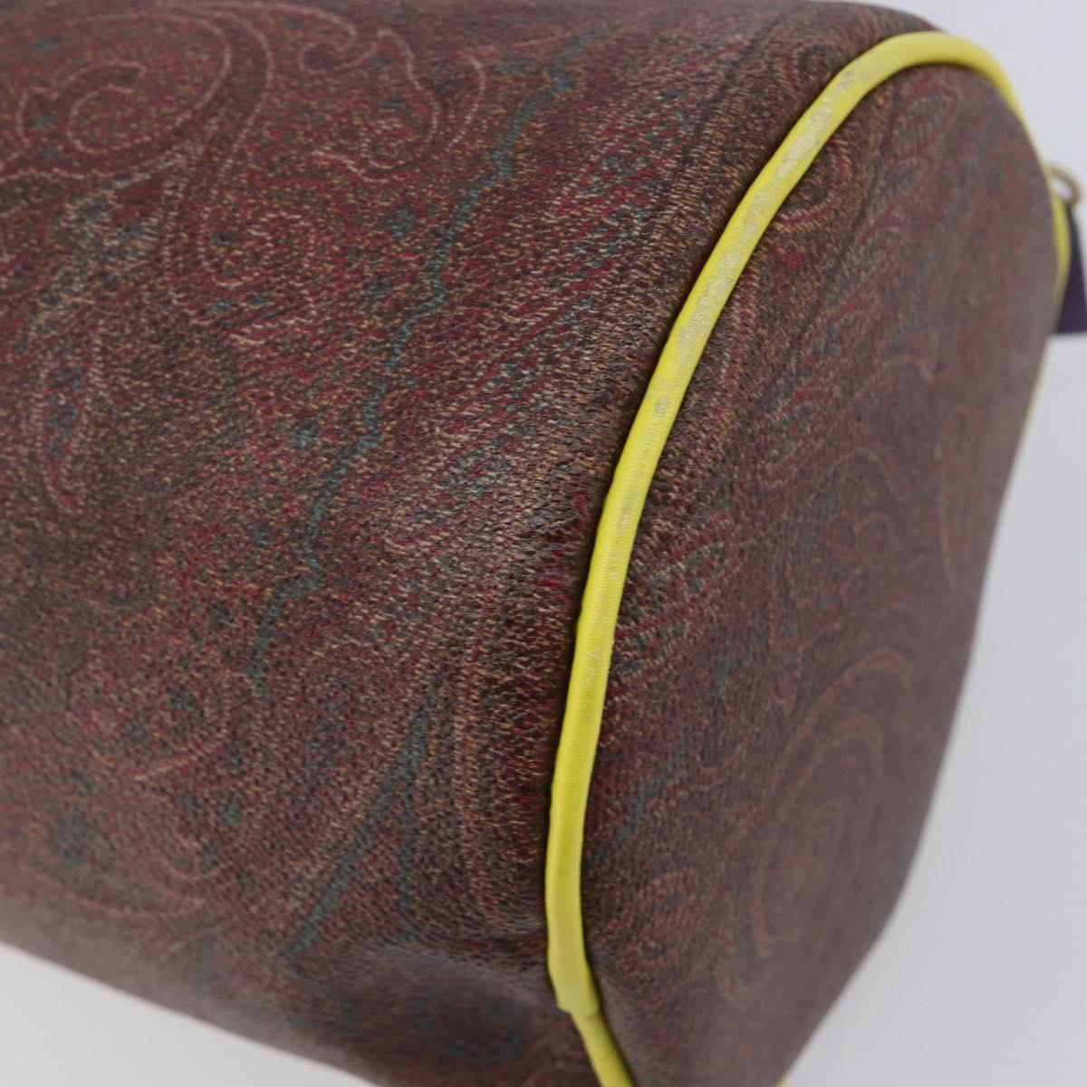 ETRO Paisley Hand Bag PVC Leather Multicolor Gold Tone Auth 209183A