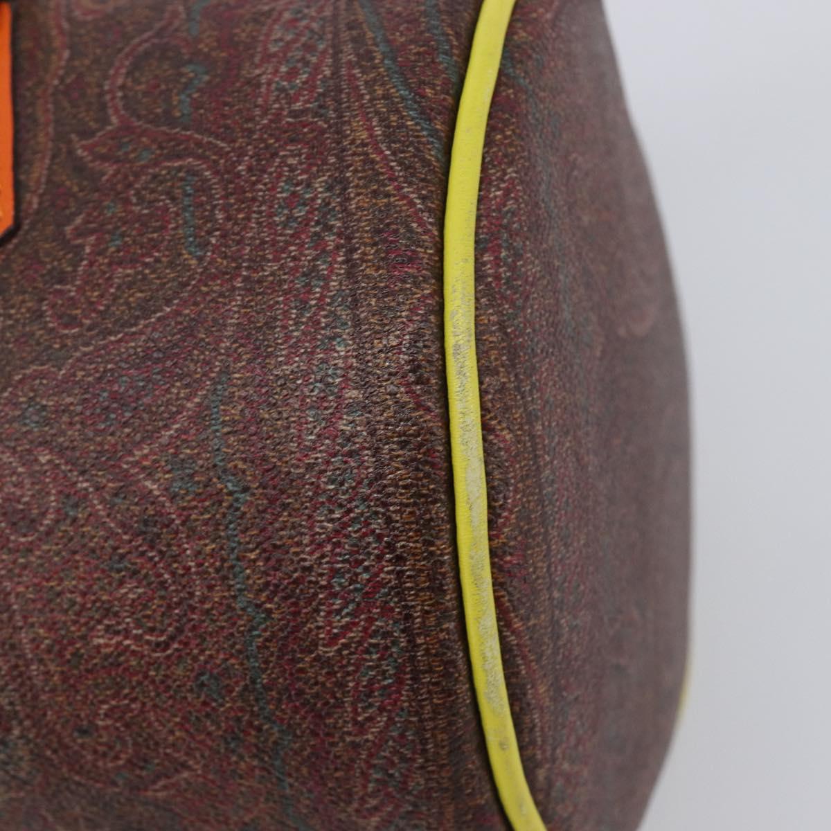 ETRO Paisley Hand Bag PVC Leather Multicolor Gold Tone Auth 209183A