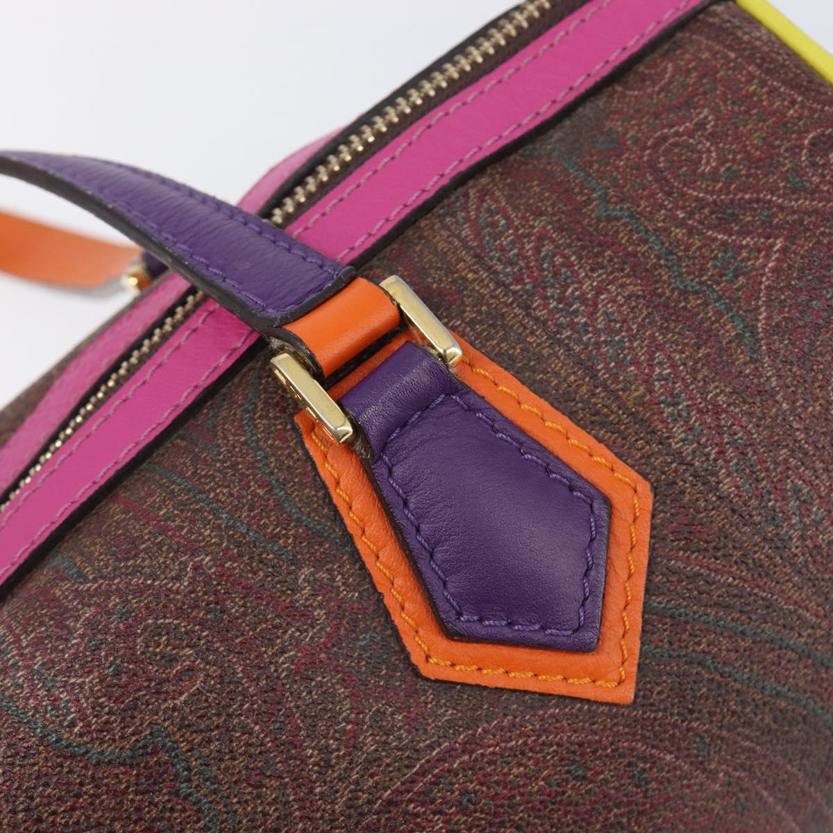 ETRO Paisley Hand Bag PVC Leather Multicolor Gold Tone Auth 209183A