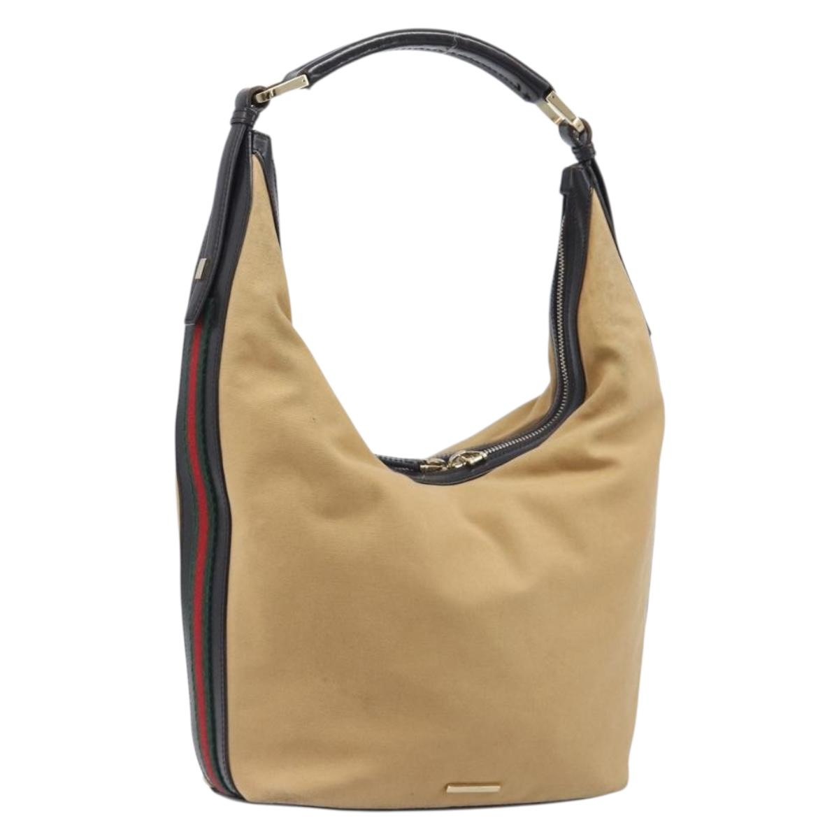 GUCCI Shoulder Bag Canvas Beige Gold Tone 001 4288 Auth 209187