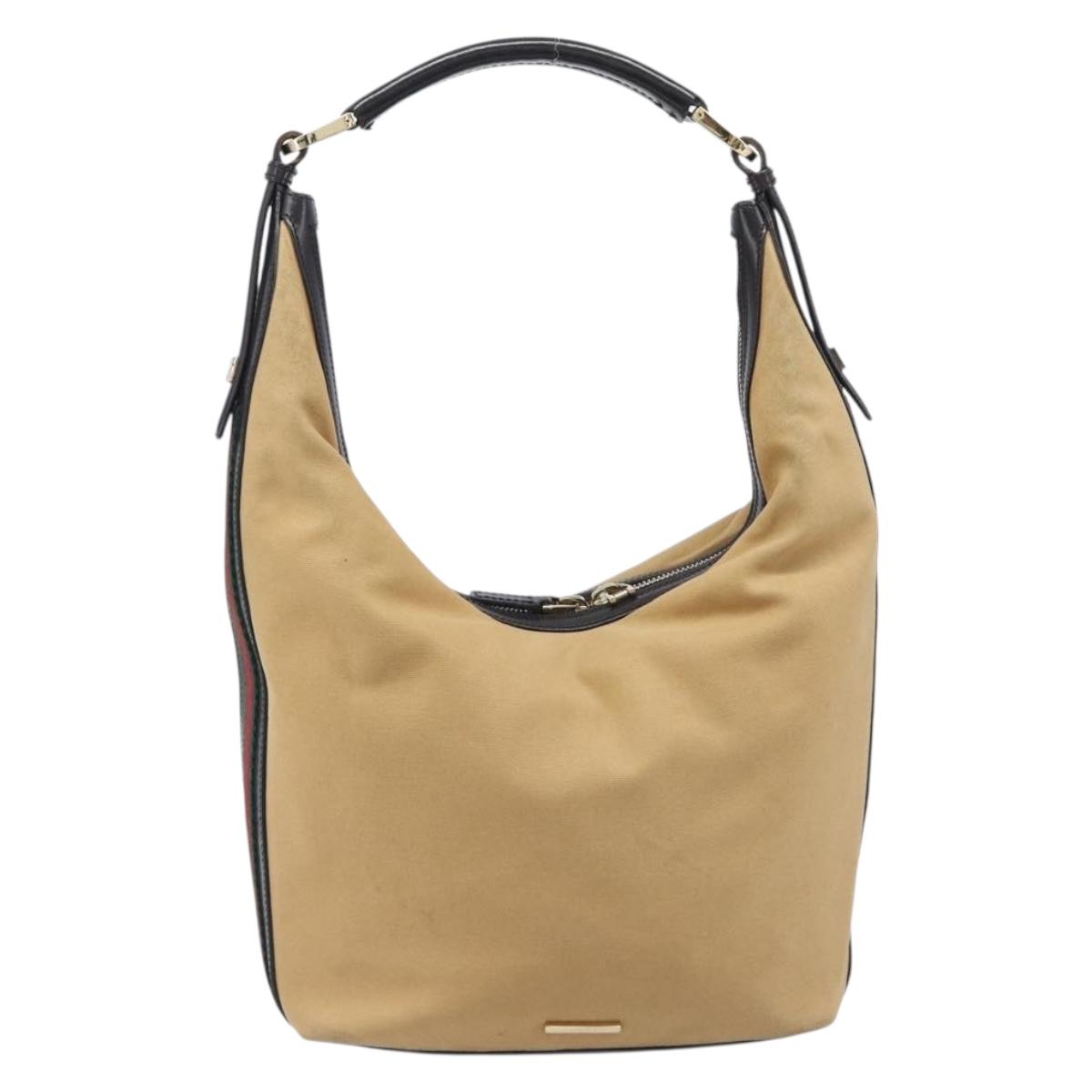 GUCCI Shoulder Bag Canvas Beige Gold Tone 001 4288 Auth 209187