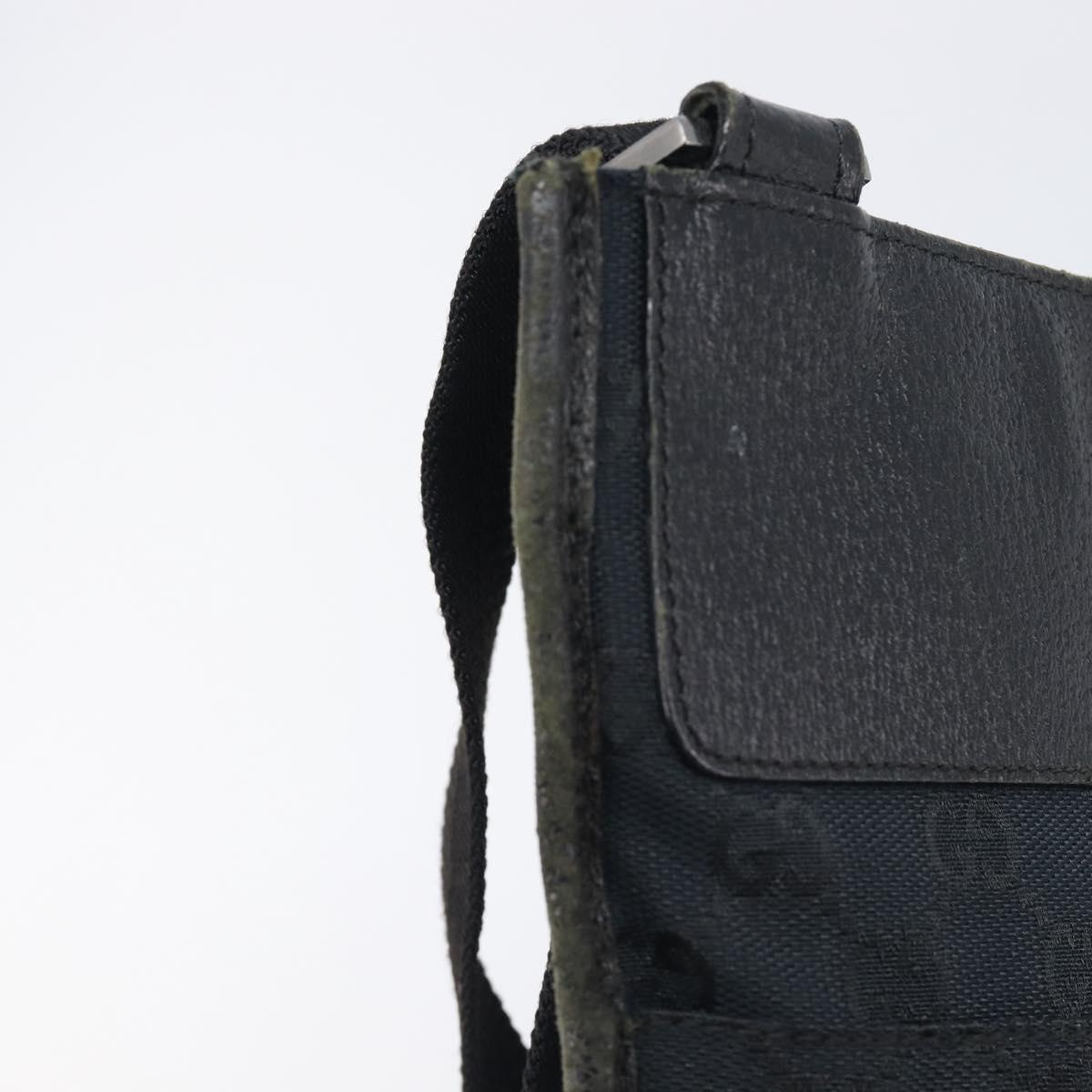 GUCCI GG Canvas Shoulder Bag Black Silver 27639 Auth 209188