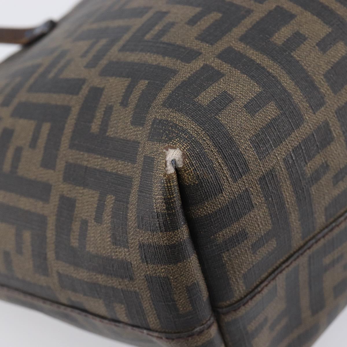FENDI Zucca Canvas Tote Bag PVC Brown Gold Tone 8BH198 Auth 209189