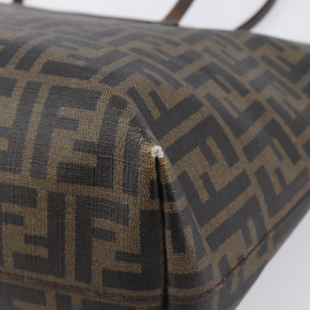 FENDI Zucca Canvas Tote Bag PVC Brown Gold Tone 8BH198 Auth 209189