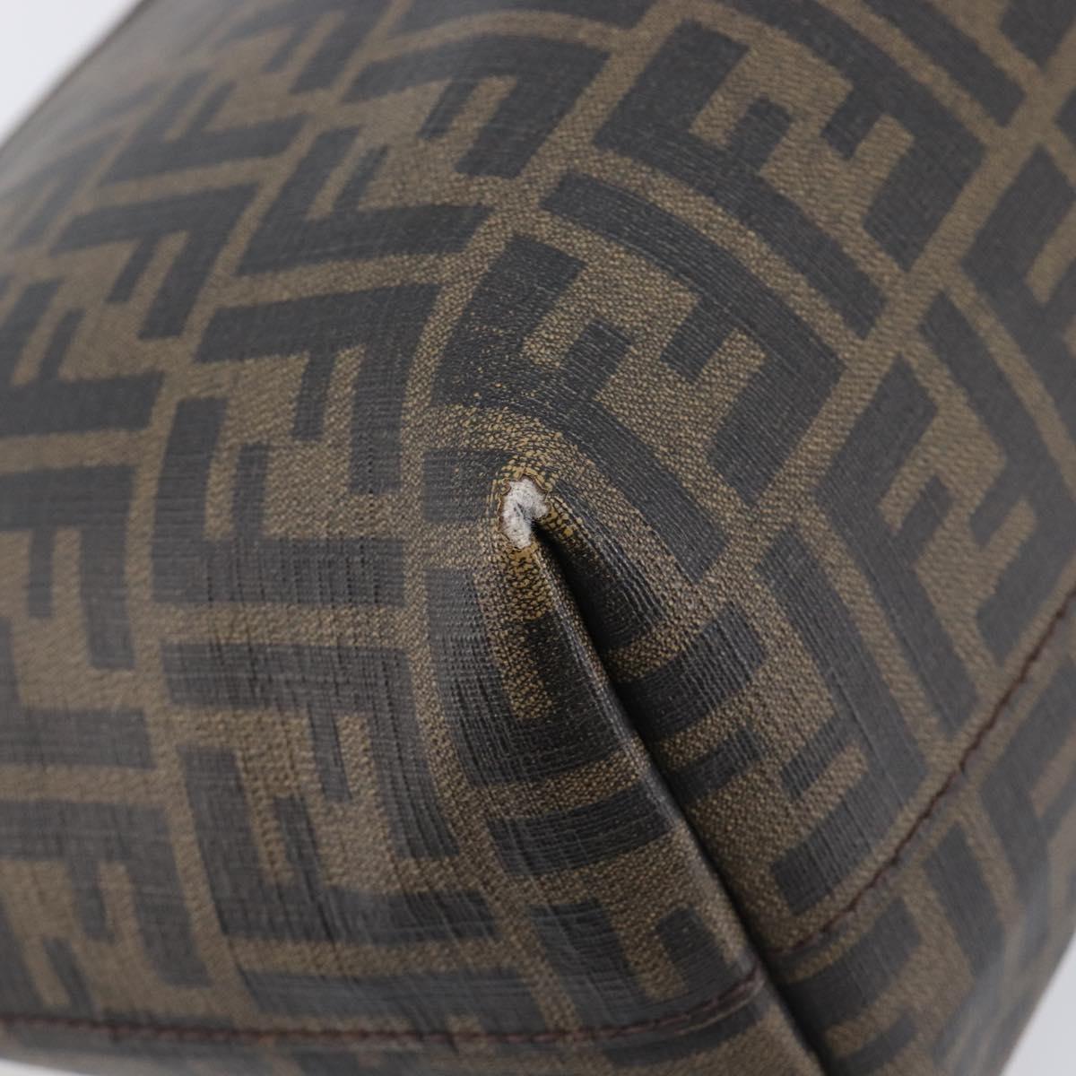 FENDI Zucca Canvas Tote Bag PVC Brown Gold Tone 8BH198 Auth 209189