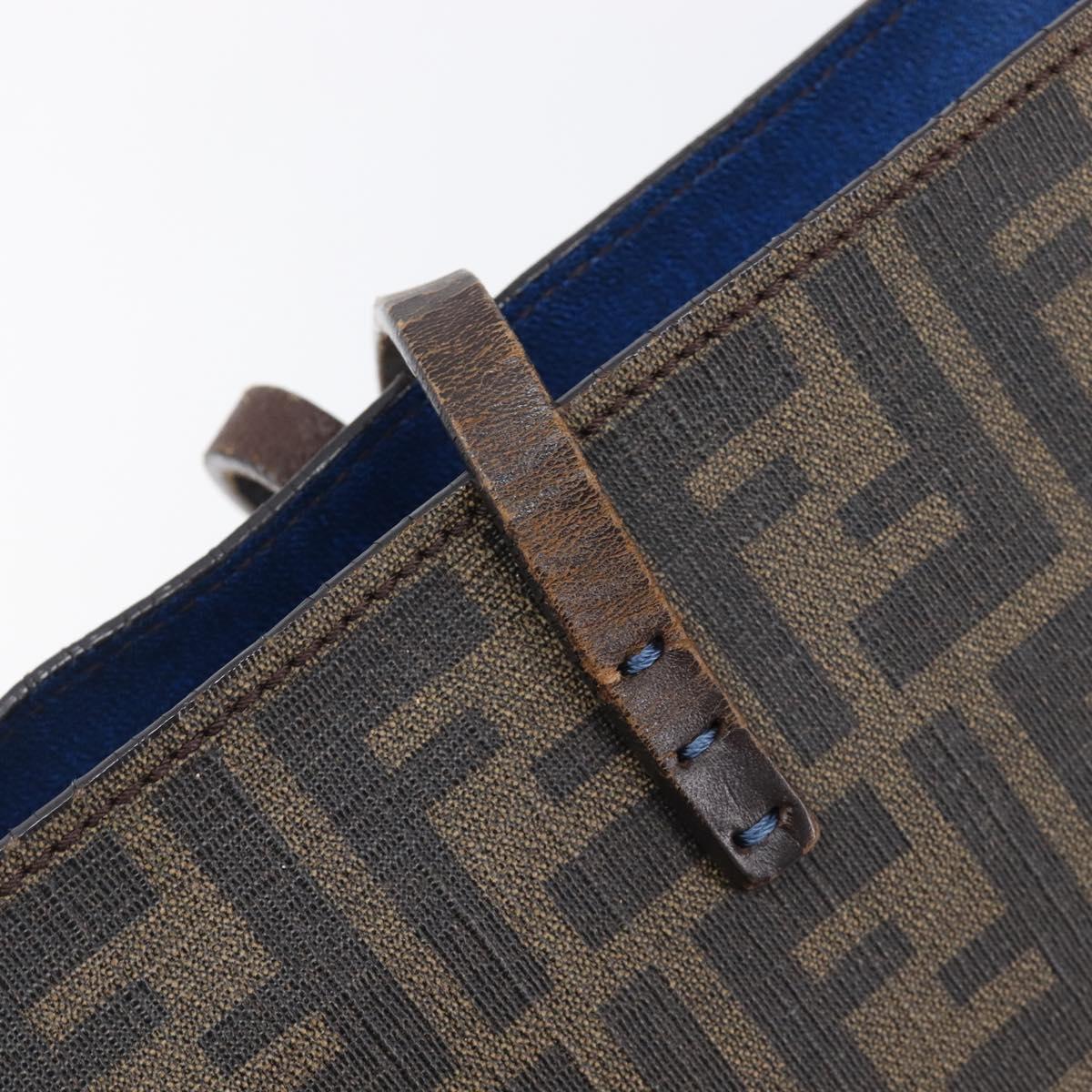 FENDI Zucca Canvas Tote Bag PVC Brown Gold Tone 8BH198 Auth 209189