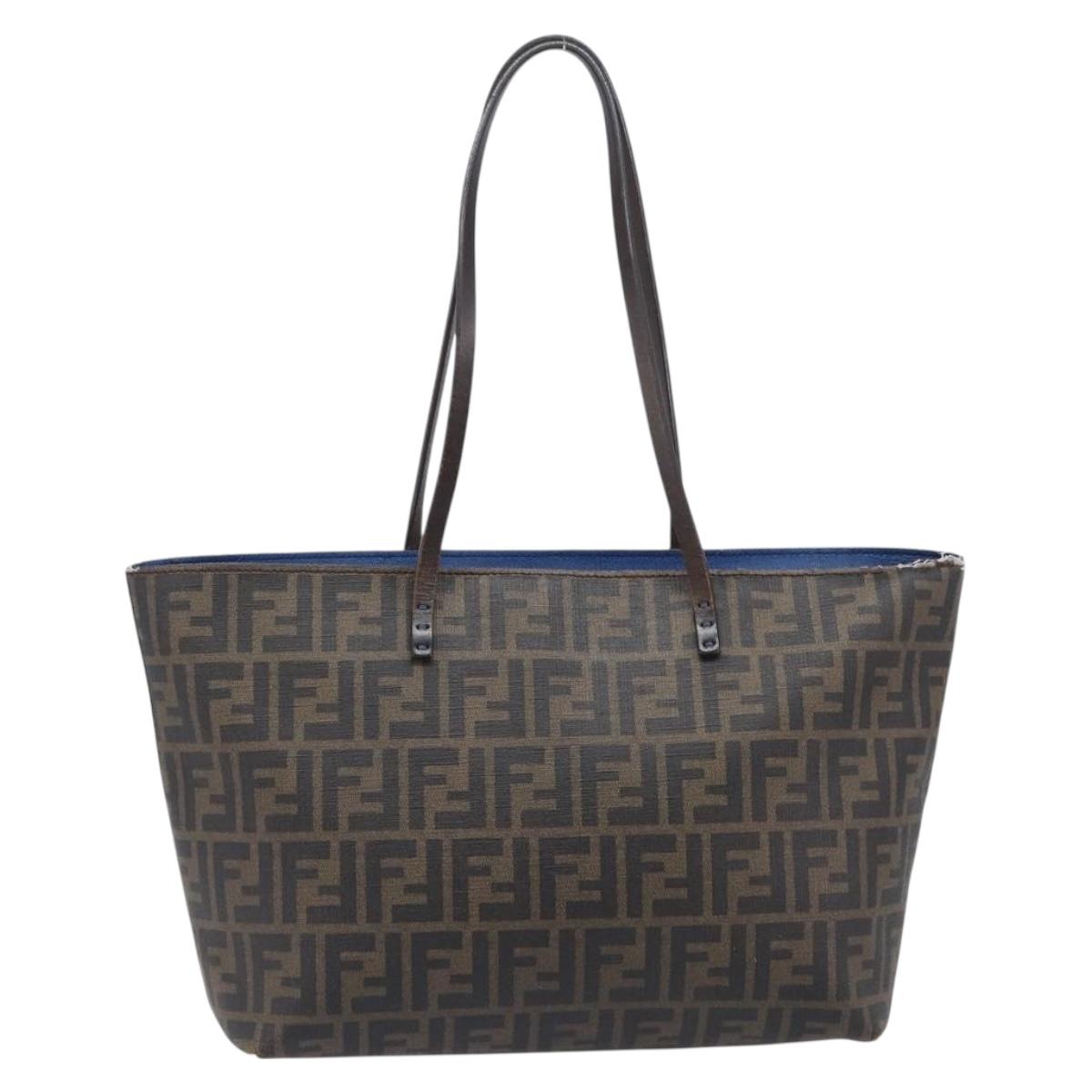 FENDI Zucca Canvas Tote Bag PVC Brown Gold Tone 8BH198 Auth 209189