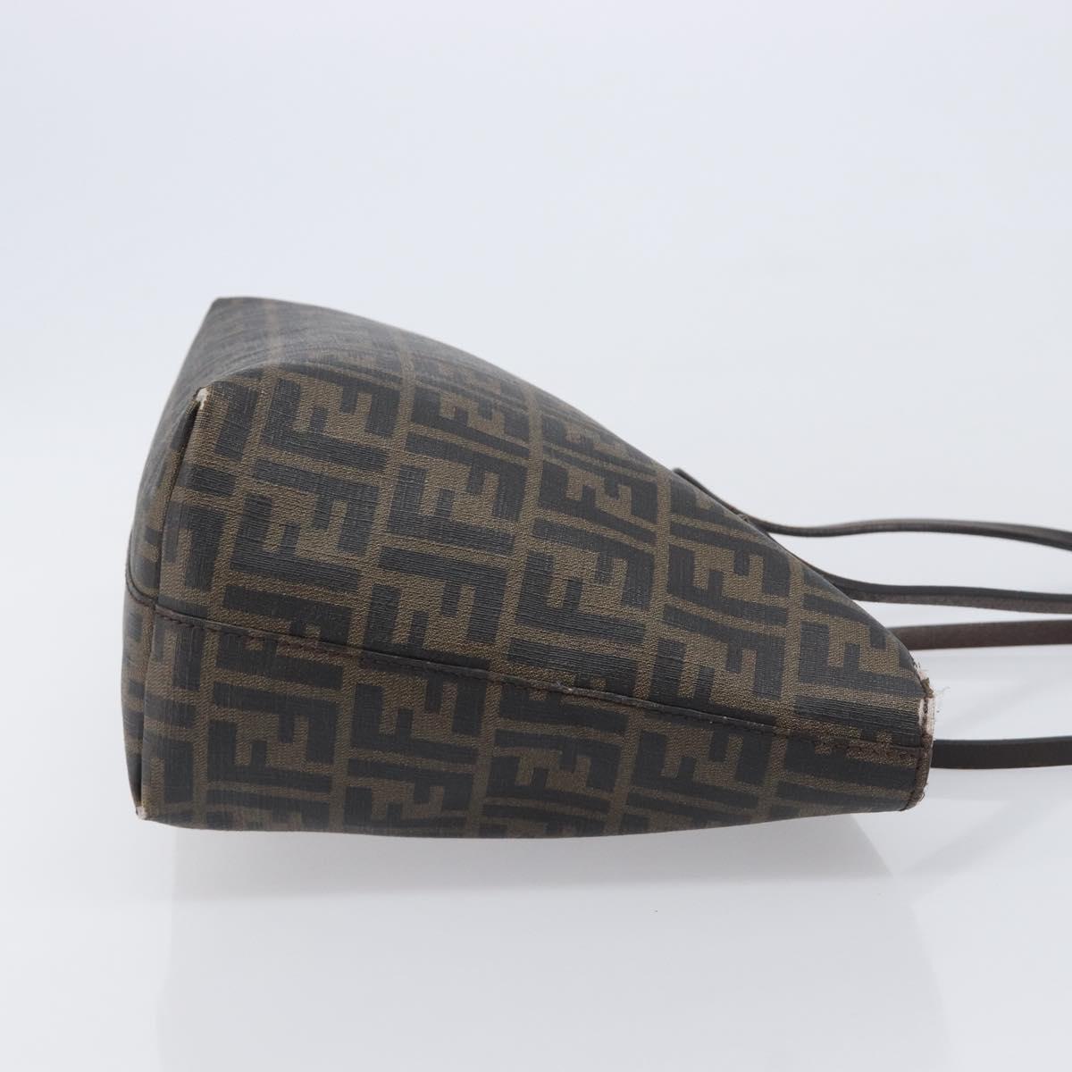 FENDI Zucca Canvas Tote Bag PVC Brown Gold Tone 8BH198 Auth 209189