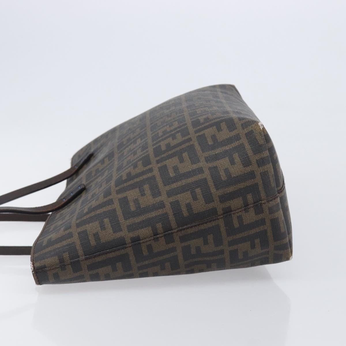 FENDI Zucca Canvas Tote Bag PVC Brown Gold Tone 8BH198 Auth 209189
