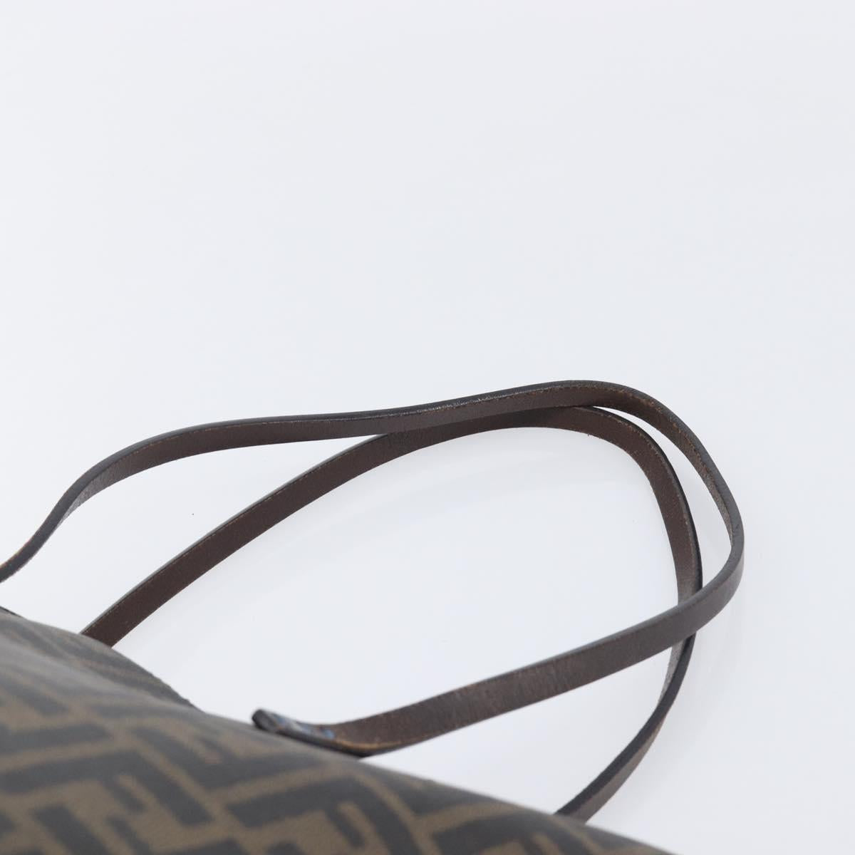 FENDI Zucca Canvas Tote Bag PVC Brown Gold Tone 8BH198 Auth 209189