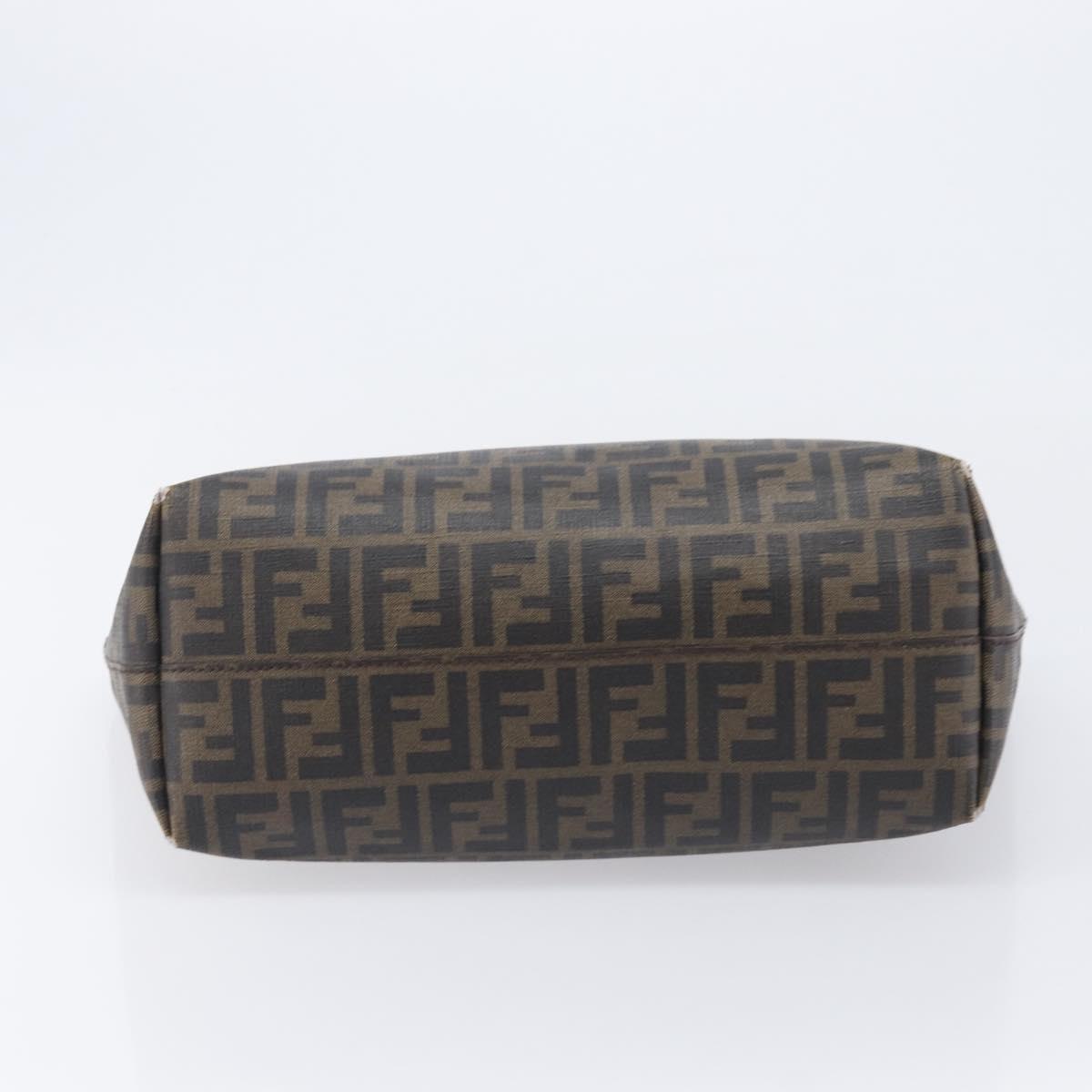 FENDI Zucca Canvas Tote Bag PVC Brown Gold Tone 8BH198 Auth 209189
