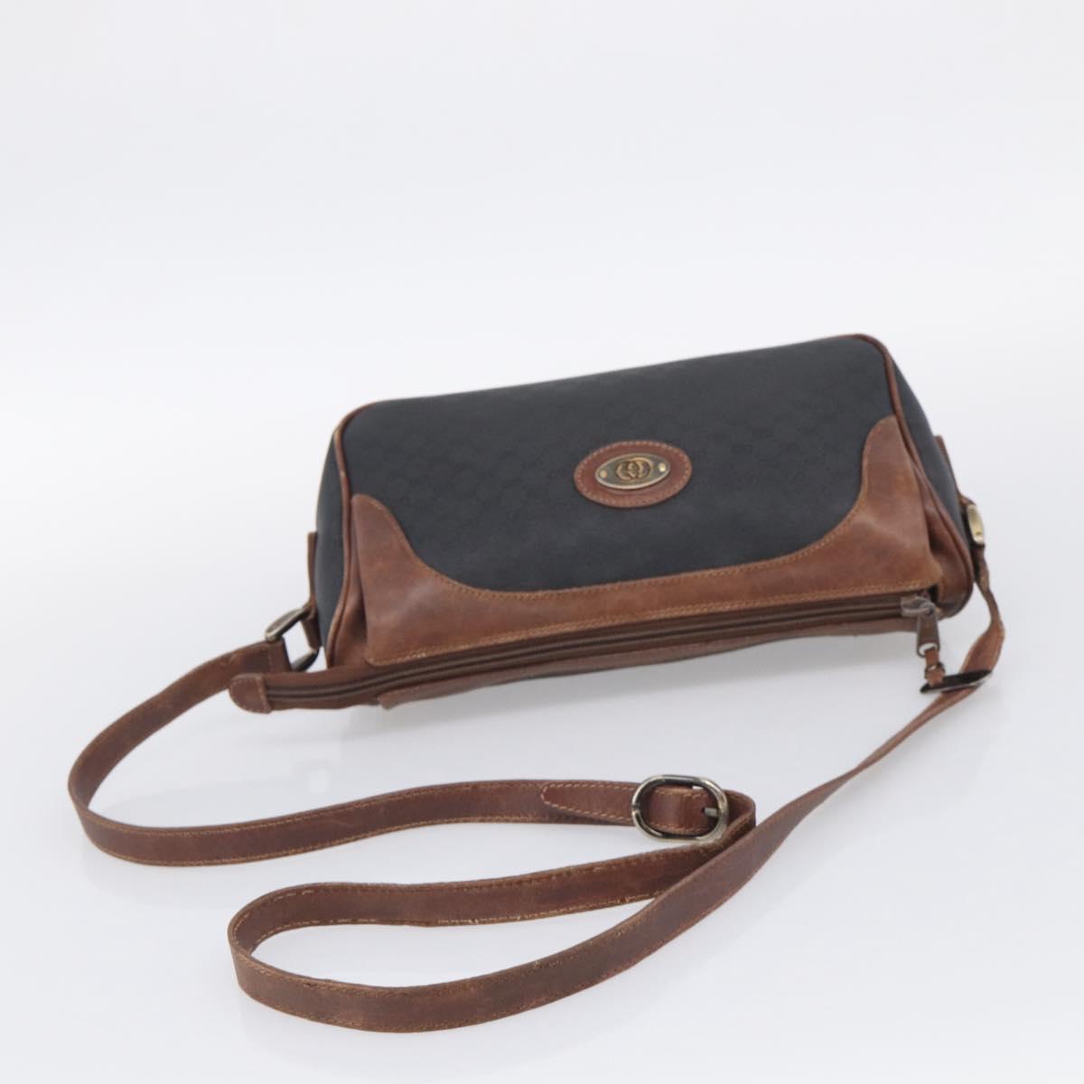 GUCCI Bamboo Micro GG Shoulder Bag Hand Bag Leather PVC 2 Set Black Auth 209190