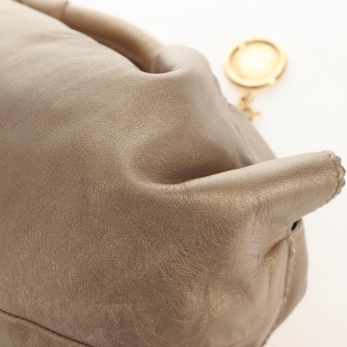 LOEWE Nappa Aire Hand Bag Leather Gold Beige Auth 209217A