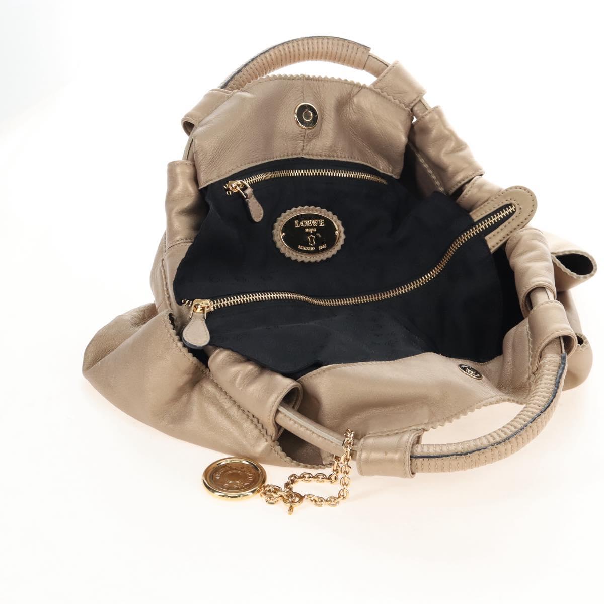 LOEWE Nappa Aire Hand Bag Leather Gold Beige Auth 209217A