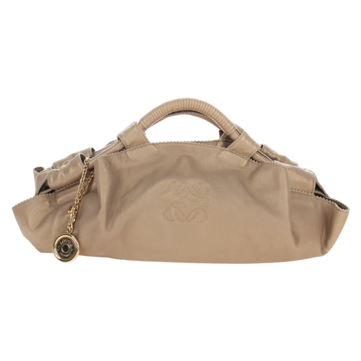 LOEWE Nappa Aire Hand Bag Leather Gold Beige Auth 209217A