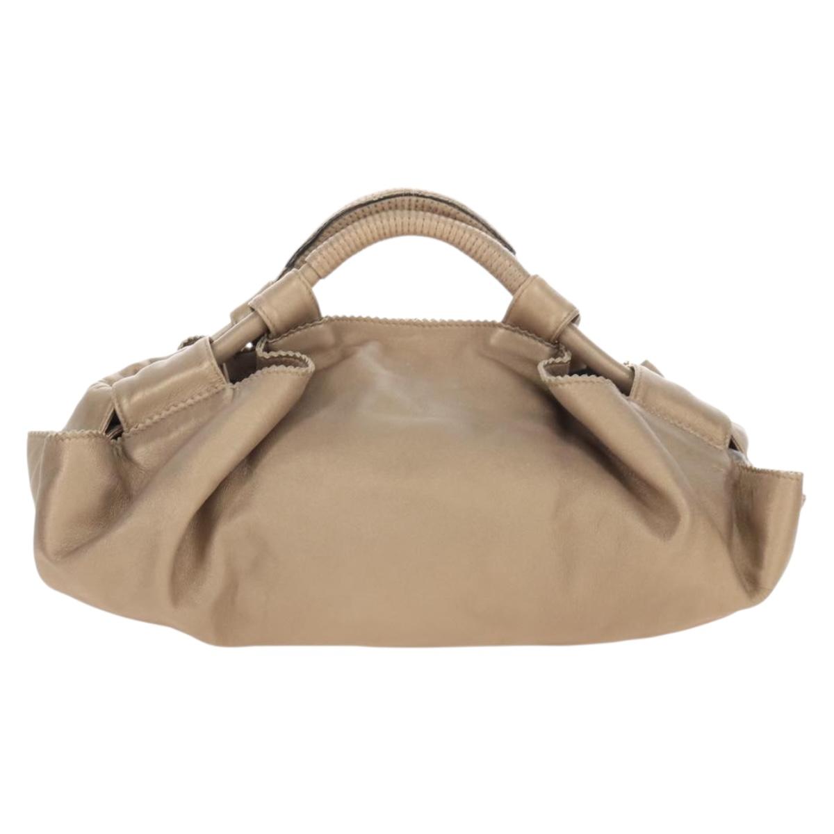 LOEWE Nappa Aire Hand Bag Leather Gold Beige Auth 209217A