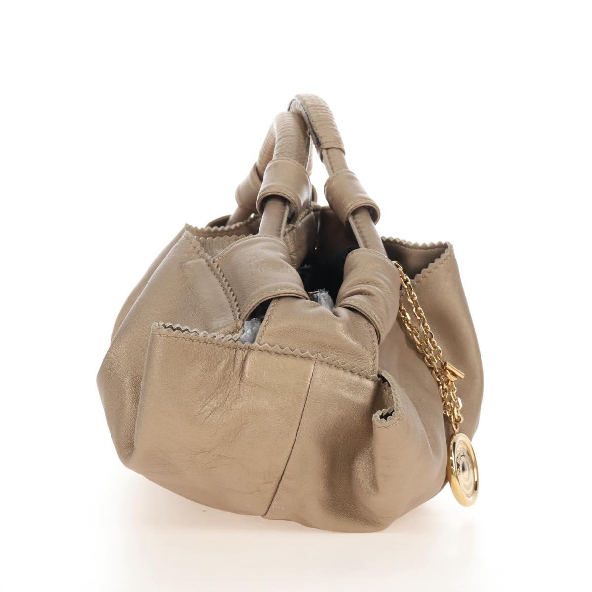 LOEWE Nappa Aire Hand Bag Leather Gold Beige Auth 209217A