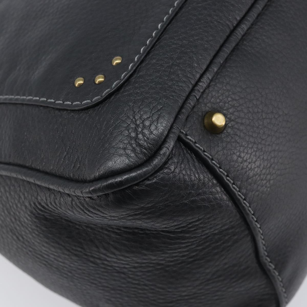 Chloe Paddington Shoulder Bag Leather Black Gold Silver Auth 209218V