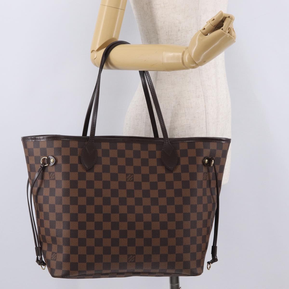 LOUIS VUITTON Damier Ebene Neverfull MM Tote Bag N51105 LV Auth 209219V