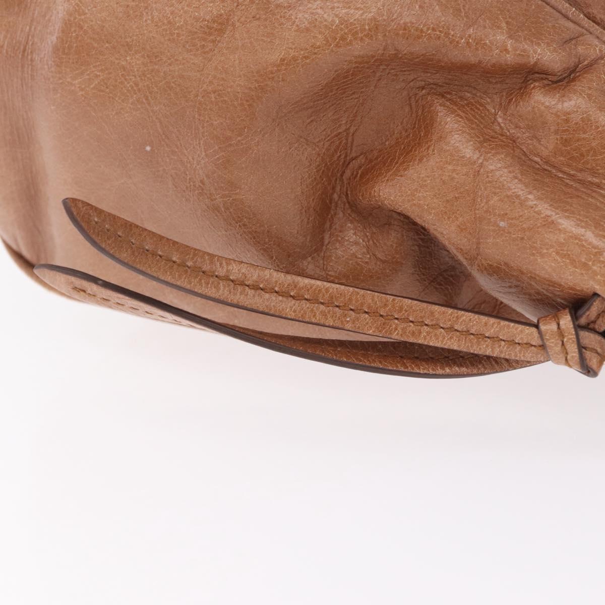 Miu Miu Vitellolux Hand Bag Leather Brown Gold Tone Auth 209220A