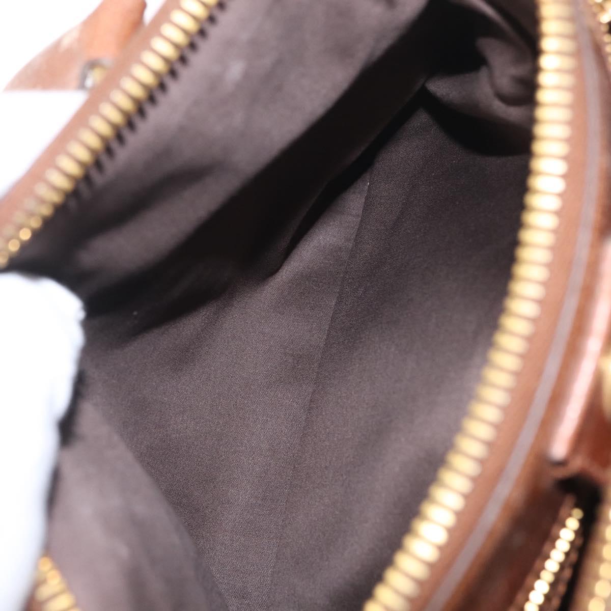 Miu Miu Vitellolux Hand Bag Leather Brown Gold Tone Auth 209220A