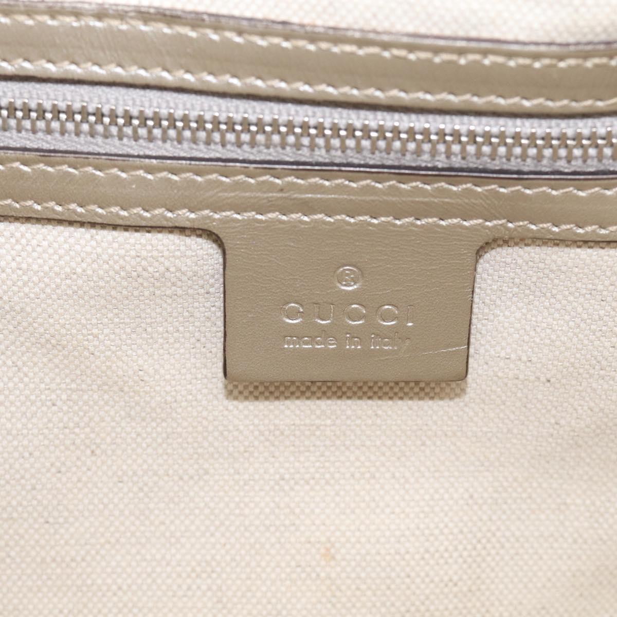 GUCCI GG Implementation Hand Bag Leather Silver 203494 Auth 209221V