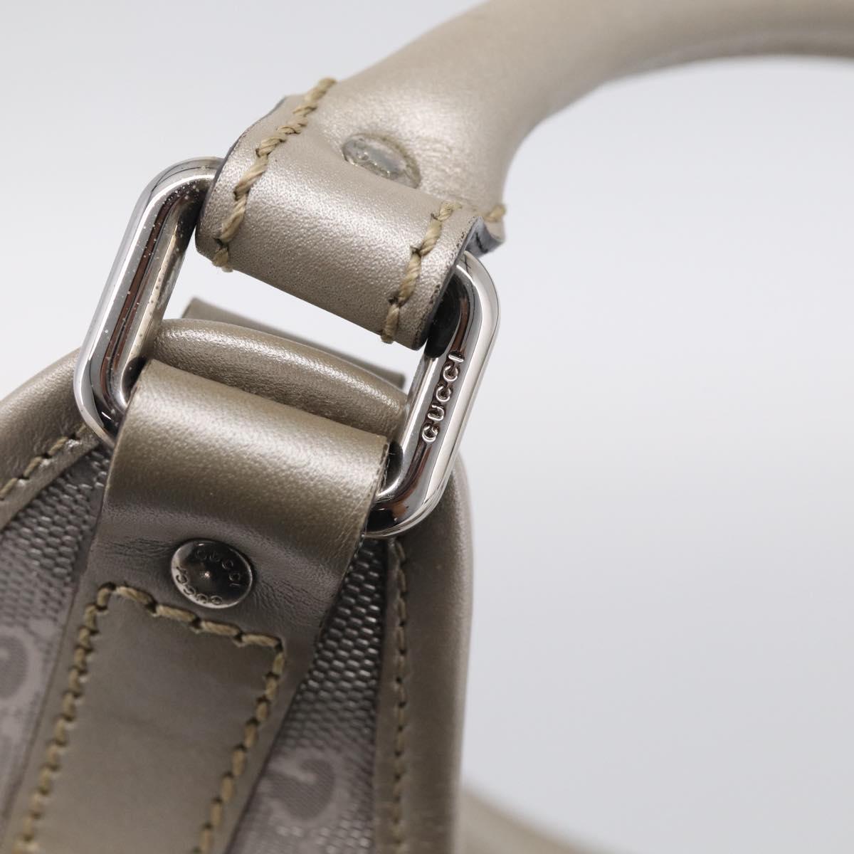 GUCCI GG Implementation Hand Bag Leather Silver 203494 Auth 209221V
