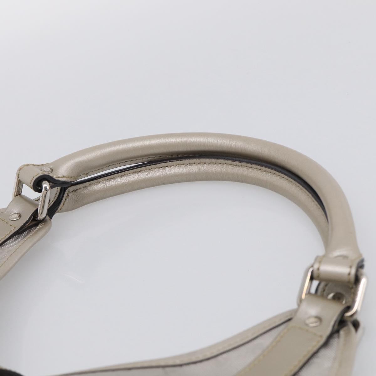 GUCCI GG Implementation Hand Bag Leather Silver 203494 Auth 209221V